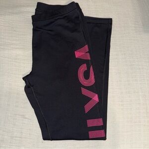 VSX Sport Leggings Pink Logo Black Activewear Cropped‎ Workout Pants